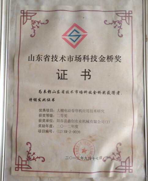 省技术市场科技金桥奖